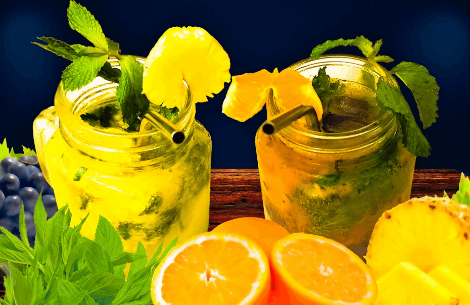 अनानास और संतरा मॉकटेल | Pineapple & Orange Grapes Mint Mocktail Recipe